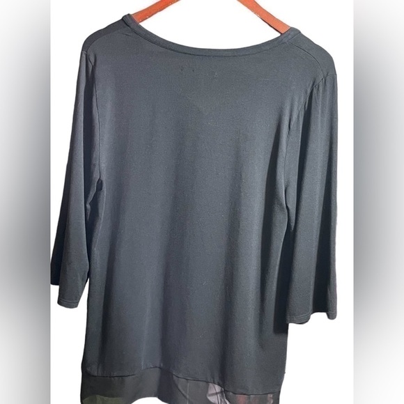 Donna Karan Classic Lounge Tee In Black Relaxed Style 3/4 Sleeves Size Small - Picture 7 of 16